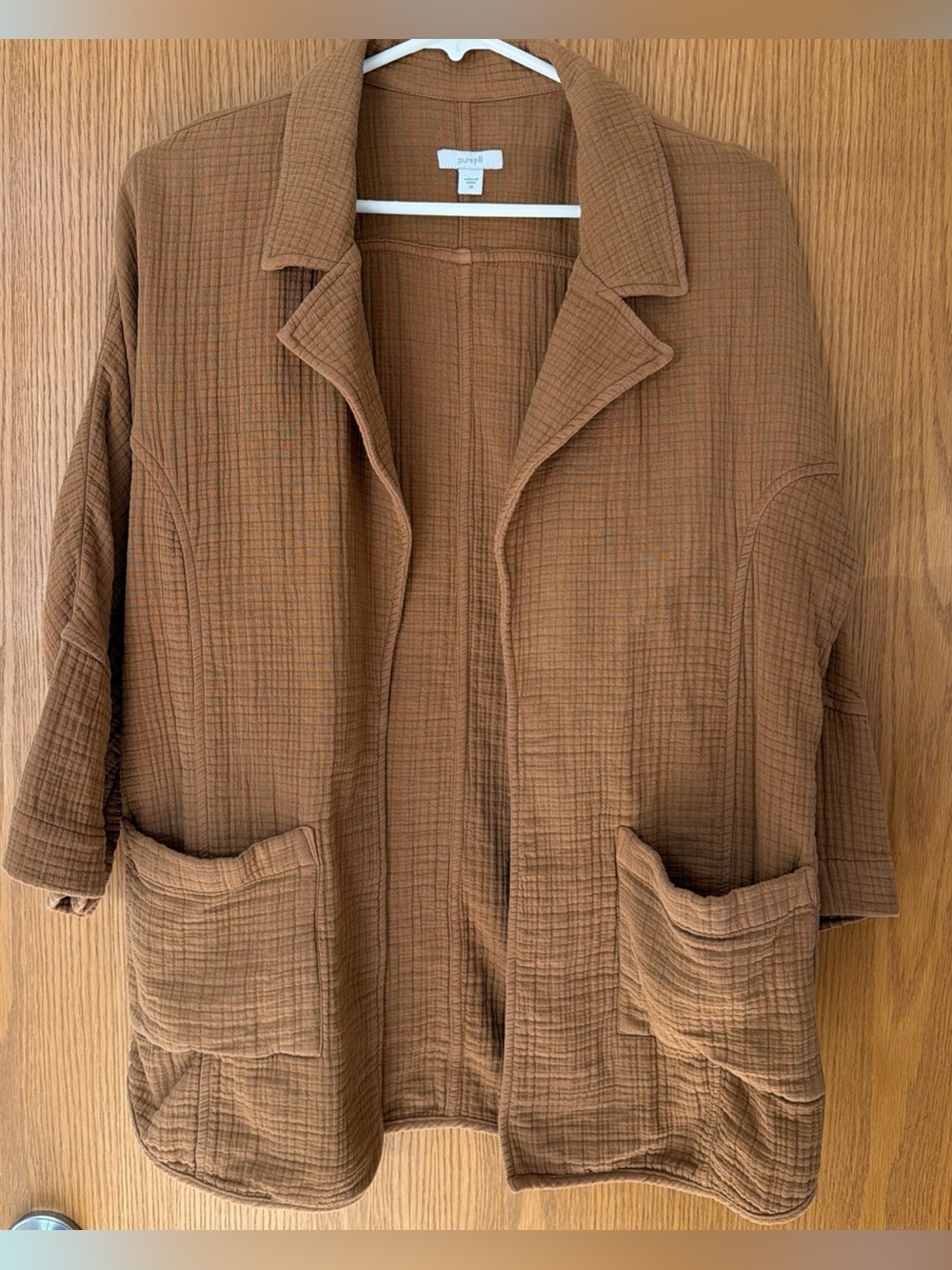 Pure Jill Double Gauze Cotton Jacket Sz XS Pockets Relaxed Fit Neutral Lagenlook